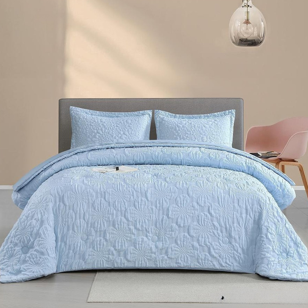 Berry Textured Blommig präglad Påslakan Quilt Cover Set Sängkläder Set