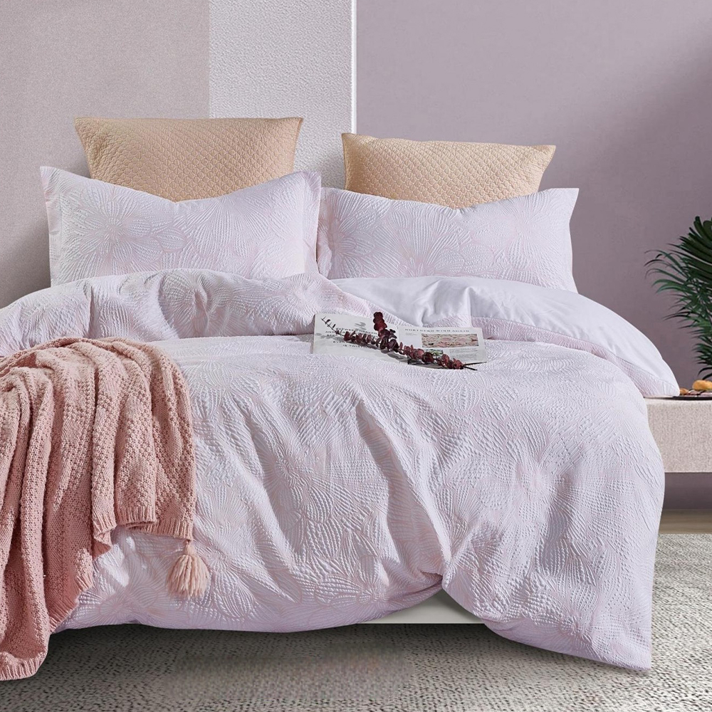 Zuma Textured Blommig präglad Påslakan Quilt Cover Set Sängkläder Set