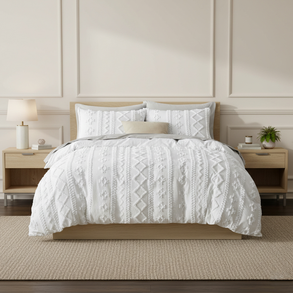 Milano Tufted Leopard Chenille Broderi Täcken Set Sängkläder Set