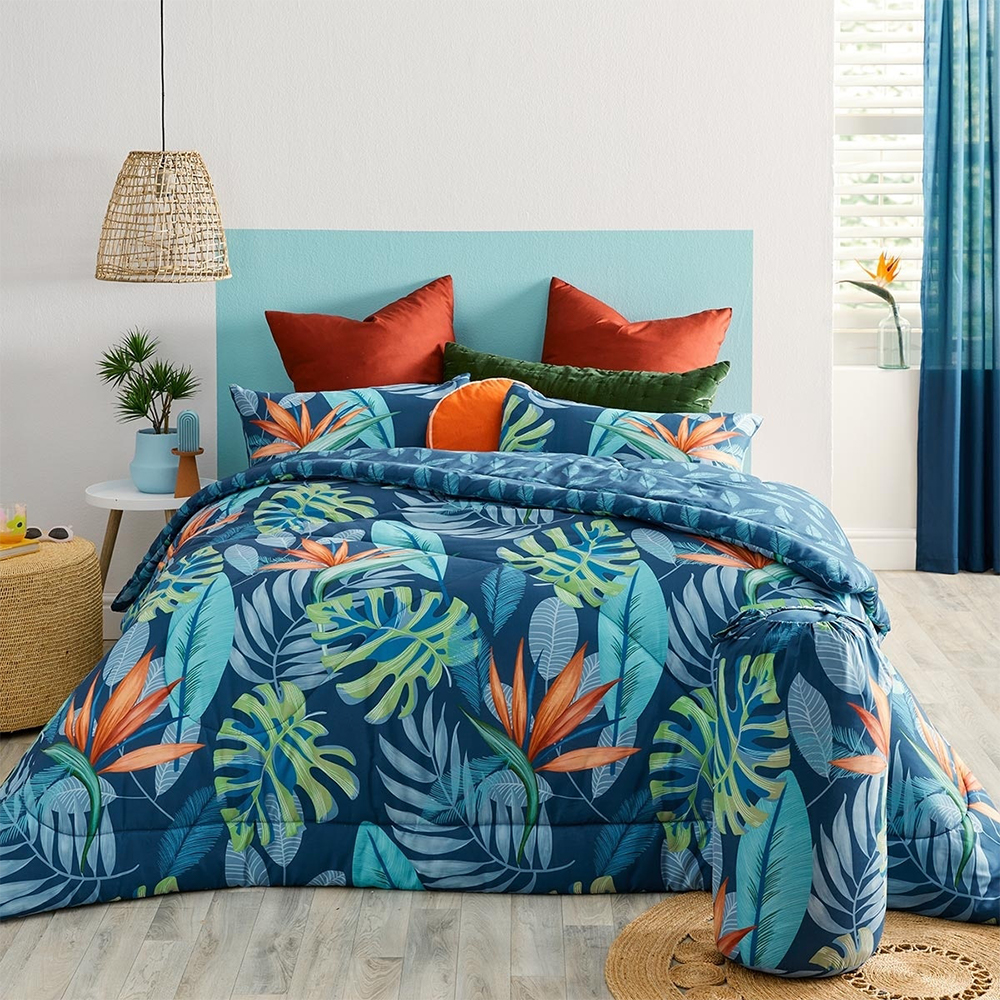 Tangent Botanical Palm Blommig tryckt Täcken Bundle Set