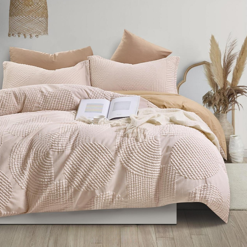 Halston texturerad geometrisk präglad påslakan Quilt Cover Set Sängkläder Set