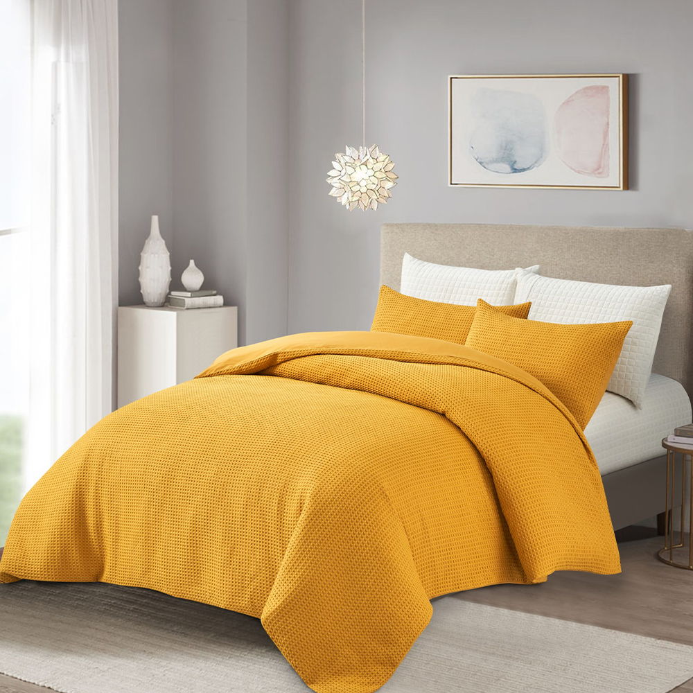 Hawaii Waffle Modern Textured Påslakan Quilt Cover Set Sängkläder Set