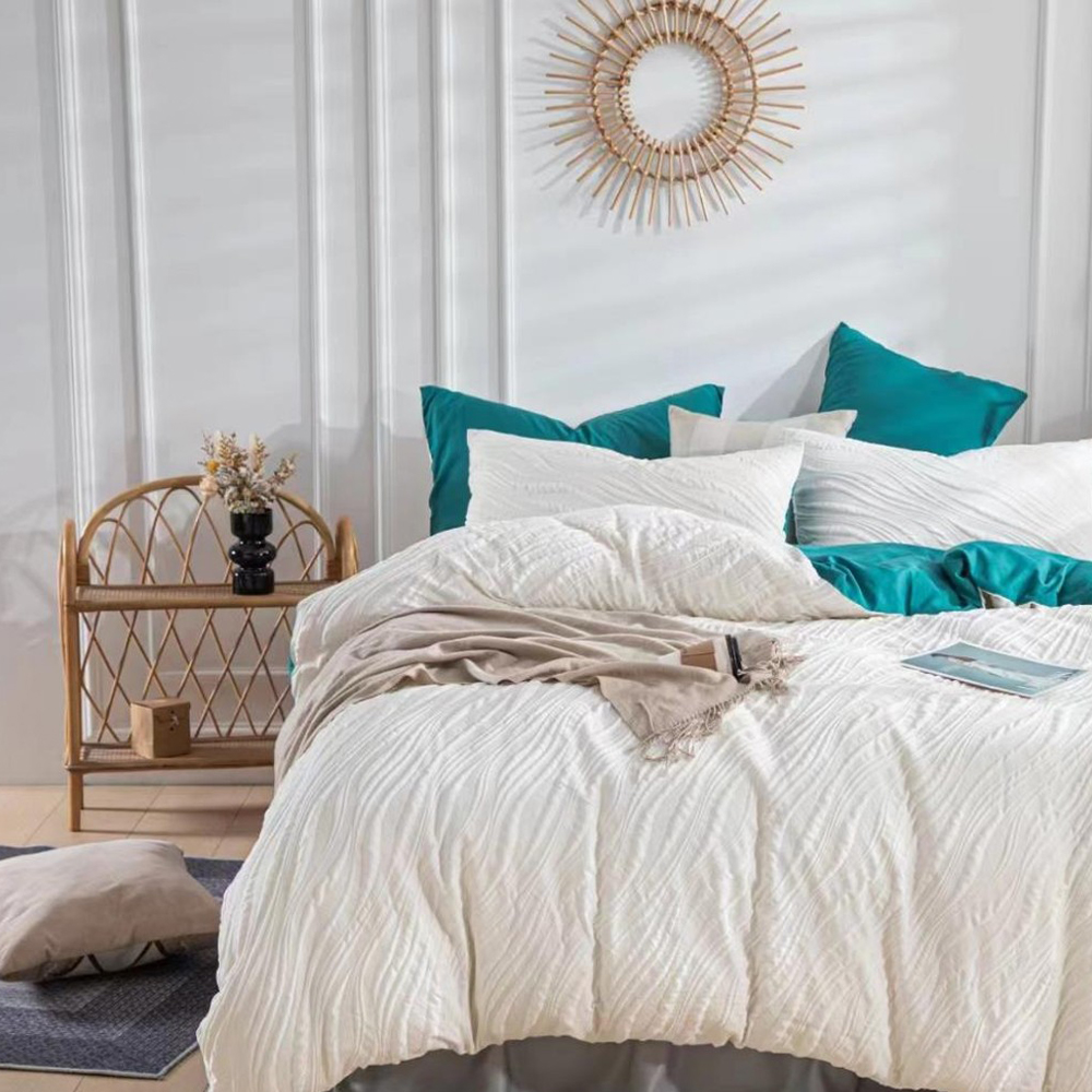 Nadine Textured Solid Modern Påslakan Quilt Cover Set Sängkläder Set