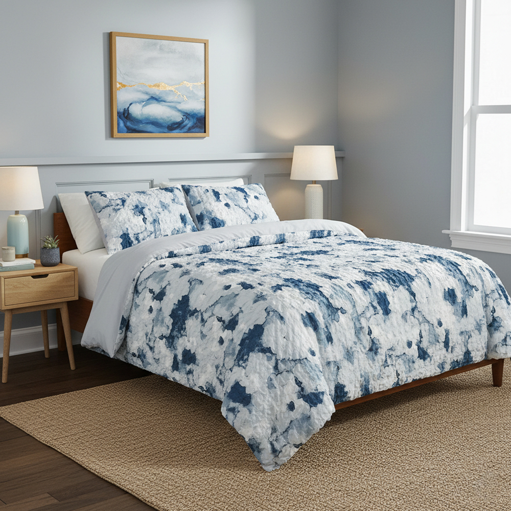 MilahTie-Dye Watercolor Seersucker Påslakan Quilt Cover Set Sängkläder Set