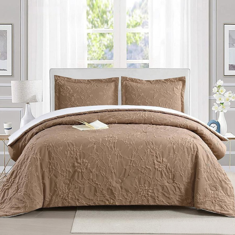 Mineral texturerat botaniska blommiga löv präglade påslakan Quilt Cover Set Sängkläder Set