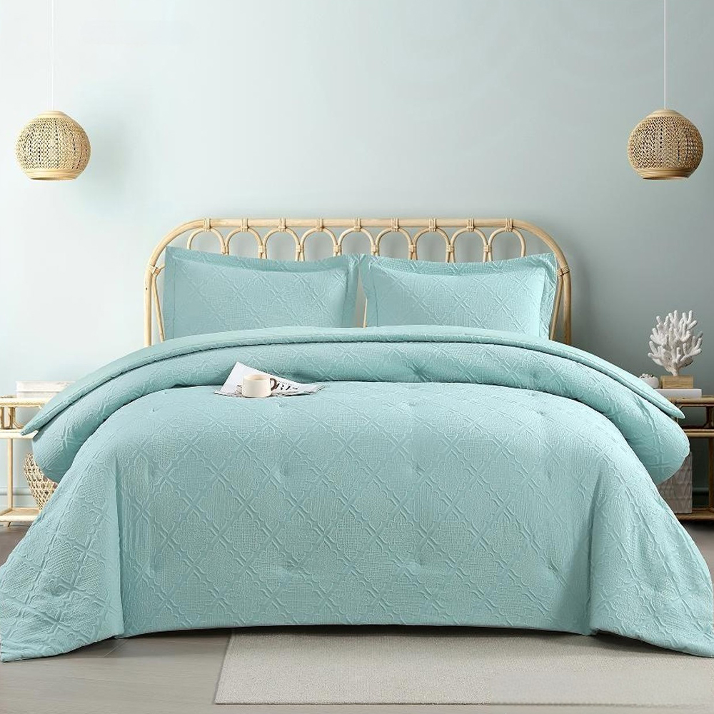 Lusso texturerad geometrisk diamant präglad påslakan Quilt Cover Set Sängkläder Set