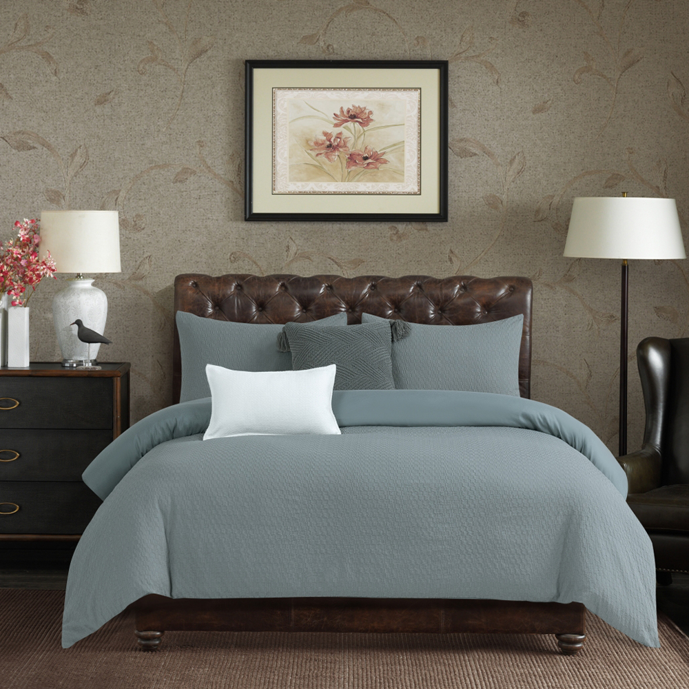 Liora Textured Geometric Påslakan Quilt Cover Set Sängkläder Set
