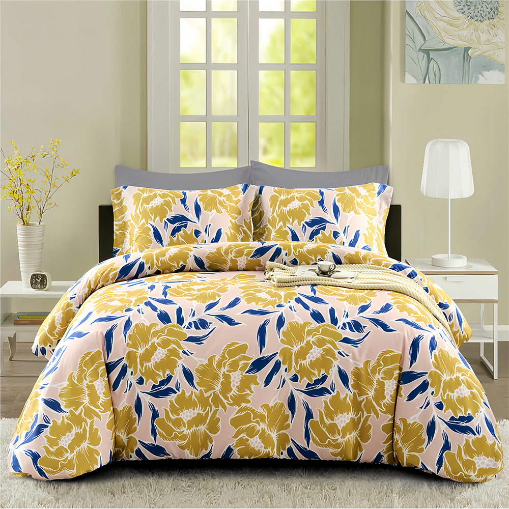 Della Botanical Blommig tryckt Påslakan Quilt Cover Set Sängkläder Set Collection