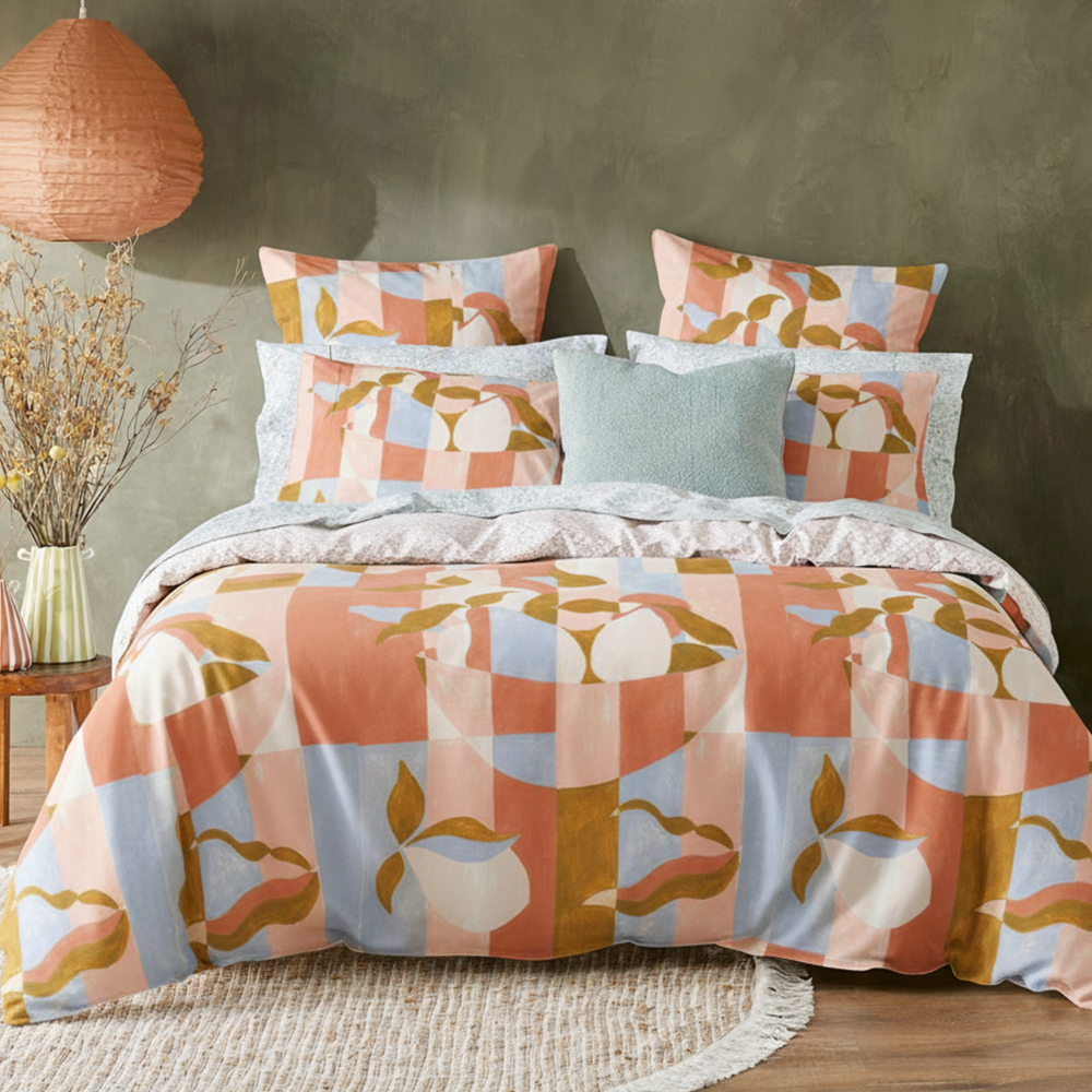 Coleraine Vattenfärg Geometriska tryck Ren mikrofiber bomull tryckt Påslakan Quilt Cover Set Sängkläder set