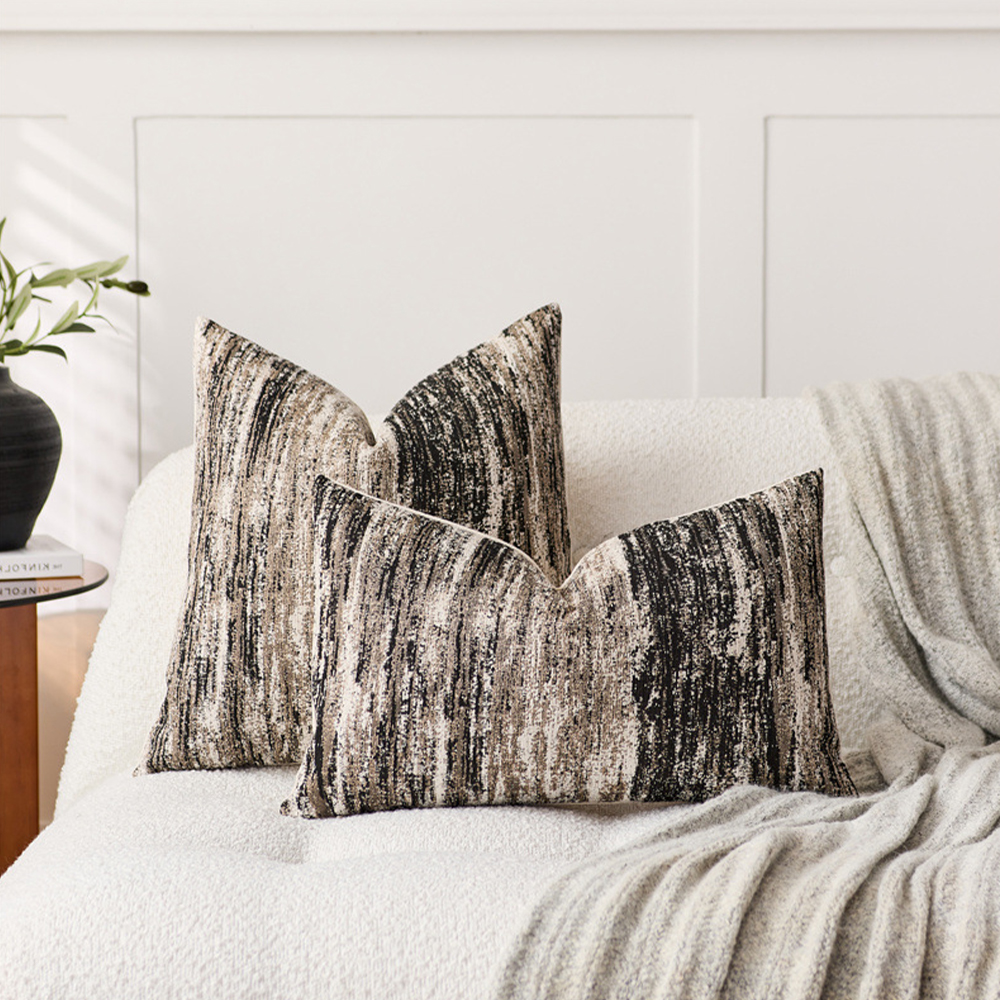 Neutral Penseldrag Lumbar Chenille kudde deco kudde