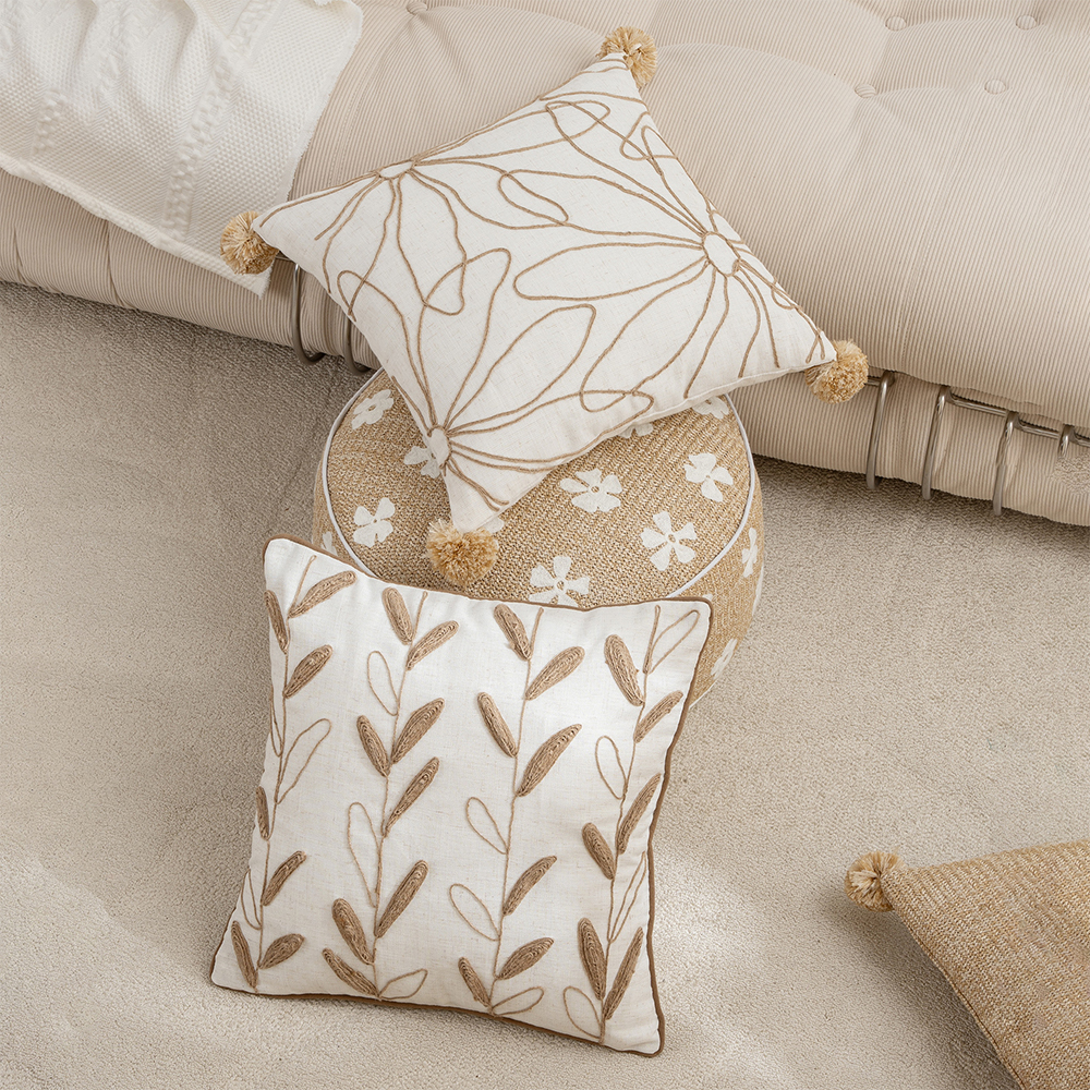 Blommig repbroderi kudde deco kudde